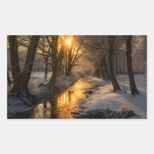 Winter Landscape (AI generated) Rectangular Sticker