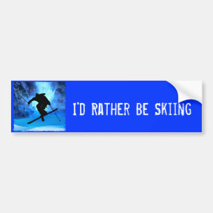 Winter Landscape and Freestyle Skier Bumper Sticker