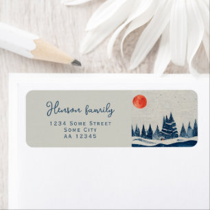 Winter Landscape and Moon Return Address  Label