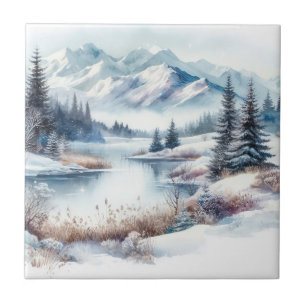 Winter Landscape Art Tile