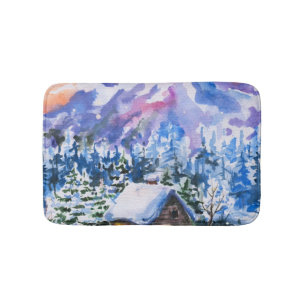 Winter landscape bath mat