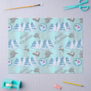 Winter Landscape Blue Christmas Tissue Paper