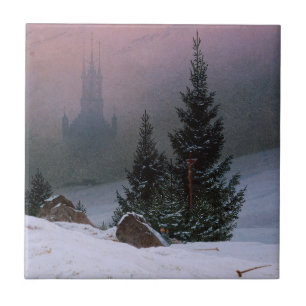 Winter Landscape (by Caspar David Friedrich) Ceramic Tile