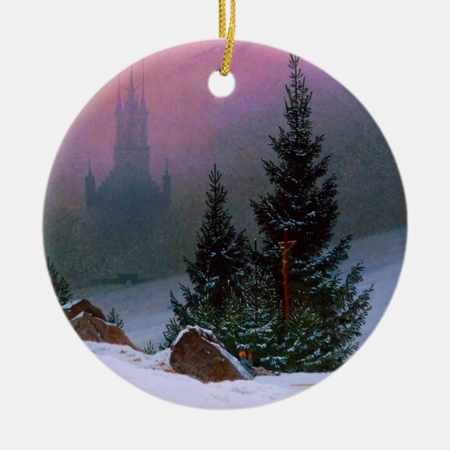 Winter Landscape Caspar David Friedrich Ceramic Ornament (Front)