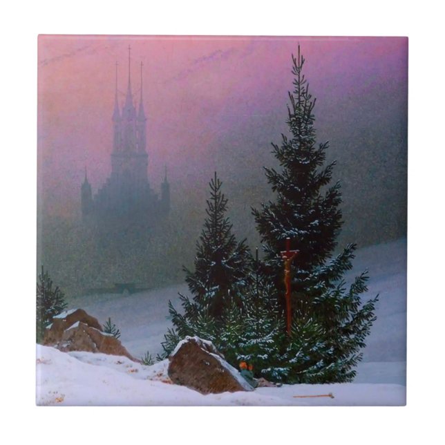 Winter Landscape Caspar David Friedrich Ceramic Tile (Front)