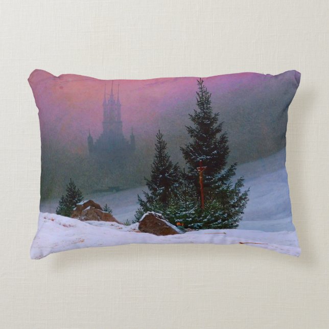 Winter Landscape Caspar David Friedrich Decorative Cushion (Front)