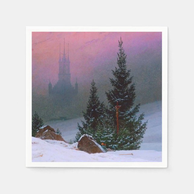 Winter Landscape Caspar David Friedrich Napkin (Front)