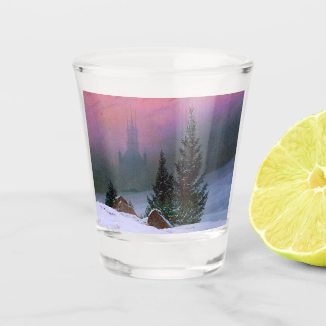 Winter Landscape Caspar David Friedrich Shot Glass (Front)
