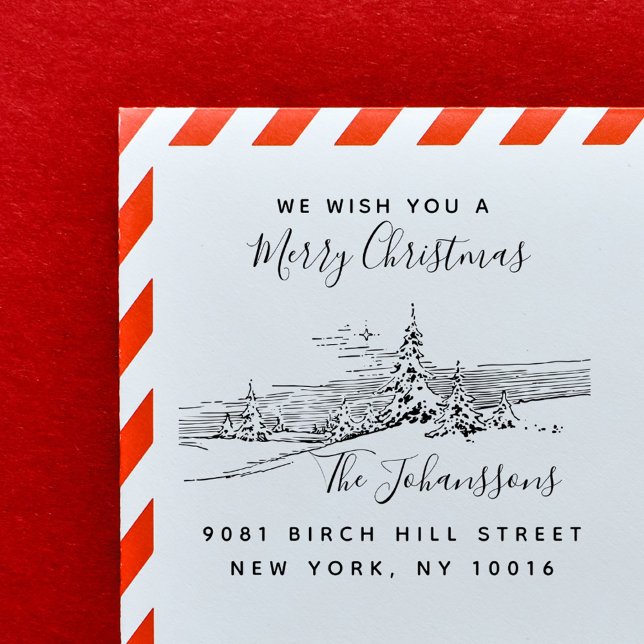 Winter Landscape Christmas  Family Return Address Self-inking Stamp (Winter Landscape Christmas Family Return Address Self-inking Stamp)