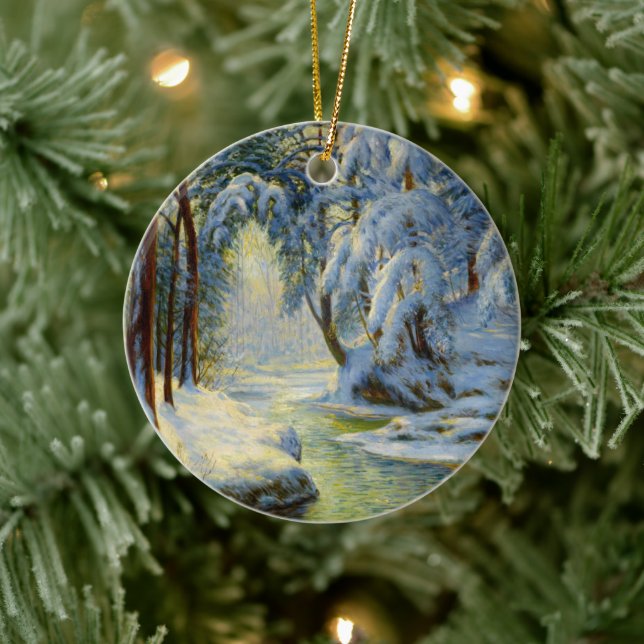 Winter Landscape, Christmas tree Ceramic Ornament (Tree)