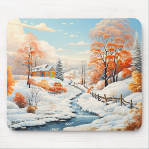 Winter Landscape Concept Abstract Colourful Scener Mouse Pad