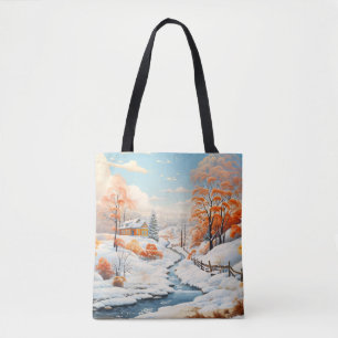 Winter Landscape Concept Abstract Colourful Scener Tote Bag