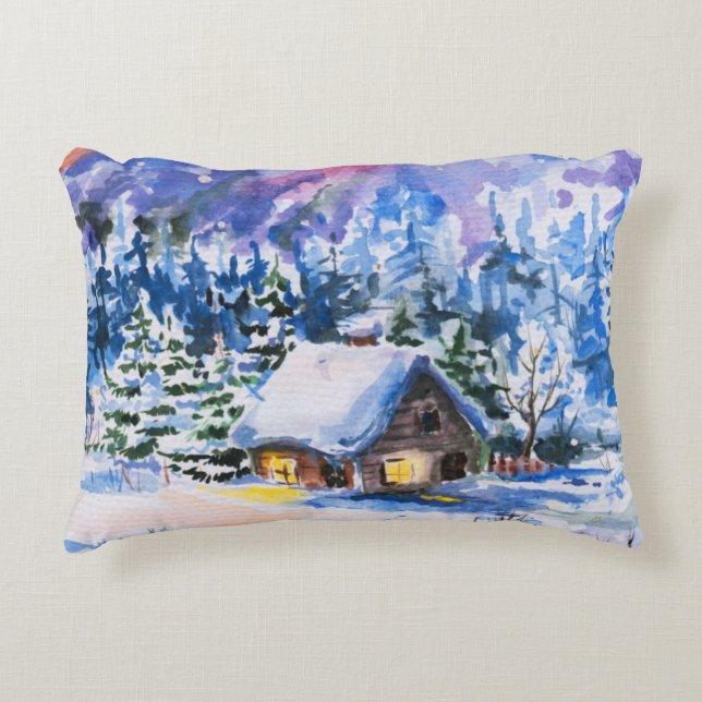Winter landscape decorative cushion (Front)