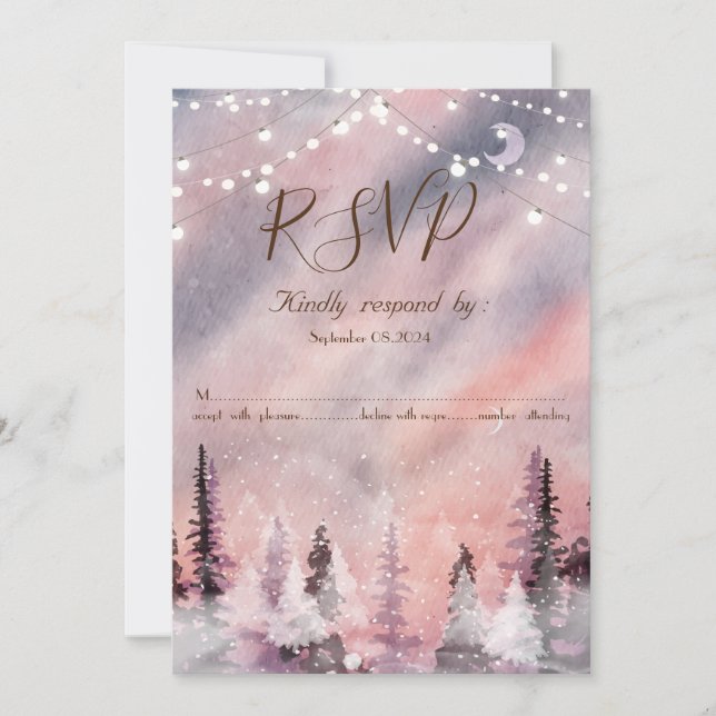 Winter Landscape Greenpine Forest RSVP  Invitation (Front)
