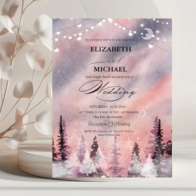 Winter Landscape Greenpine Forest Script  Invitation (Creator Uploaded)
