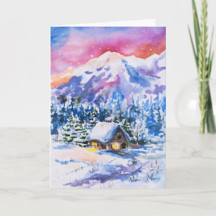 Winter landscape holiday card