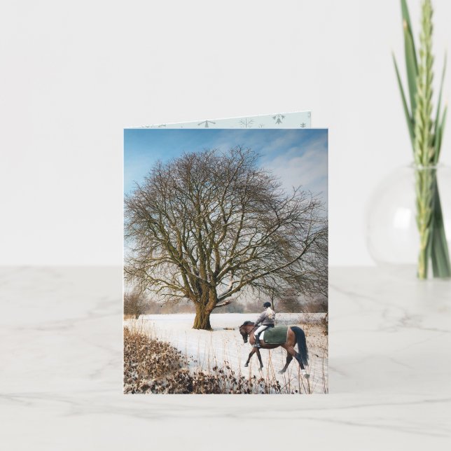 Winter Landscape Horse Ride Christmas Card (Front)