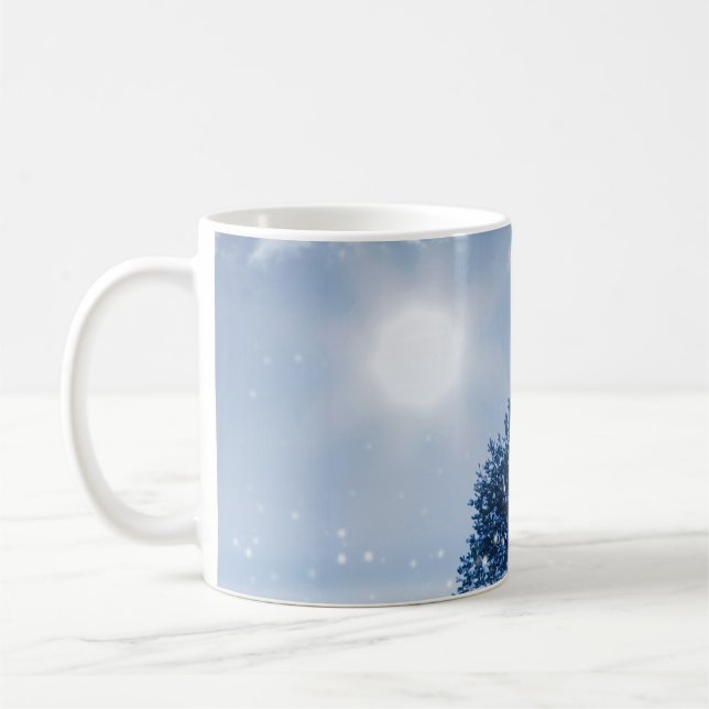 Winter landscape in blue colour. Lonely tree and w Coffee Mug (Left)