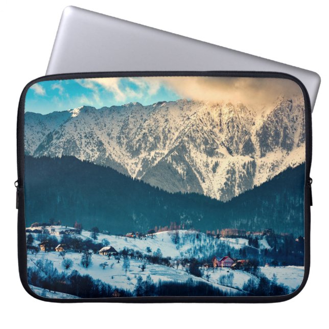 Winter landscape in Carpathian Mountain. Bran, Rom Laptop Sleeve (Front)