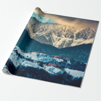 Winter landscape in Carpathian Mountain. Bran, Rom Wrapping Paper