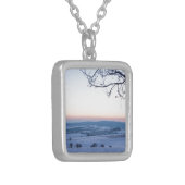 Winter landscape in Germany in the morning Silver Plated Necklace (Front Left)