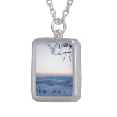 Winter landscape in Germany in the morning Silver Plated Necklace (Front Right)
