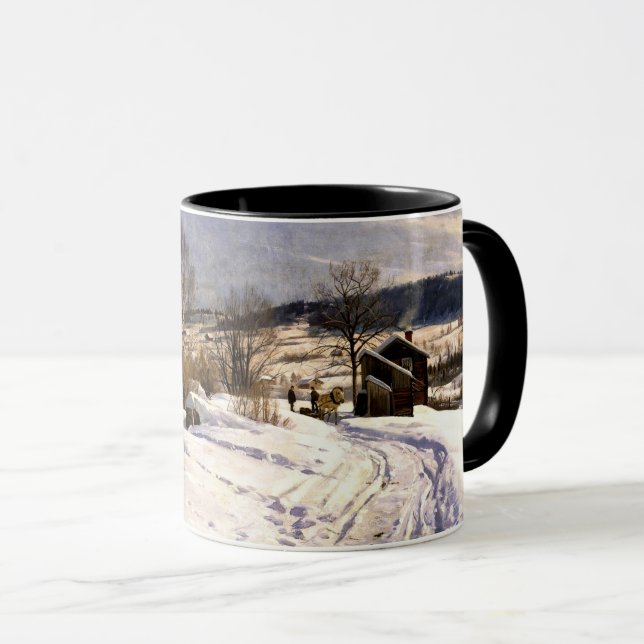 Winter Landscape in Lillehammer, Denmark Mug (Front Right)