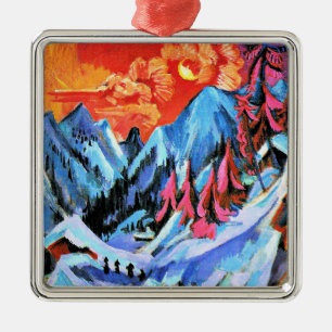 Winter Landscape in Moonlight by Ernst Kirchner, Metal Ornament
