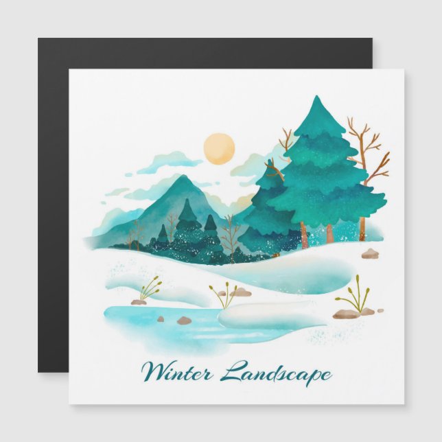 Winter Landscape Magnetic Card (Front/Back)
