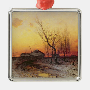Winter Landscape Metal Ornament
