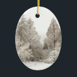 Winter Landscape Ornament  Snow Trees Decorations<br><div class="desc">Winter Wonderland Ornaments Holiday Snow Covered Trees Classic Decorations Beautiful Peace Joy Christmas Gifts Hanukkah Neutral Holiday Decorations Keepsakes & Gifts for Friend Family Men Women Kids Home & Office Original Stylish Nondenominational Holiday Art Decorations Holiday Greetings Christmas / Hanukkah Cards & Nonsecular Holiday Gifts Design by Kim Hunter. See...</div>