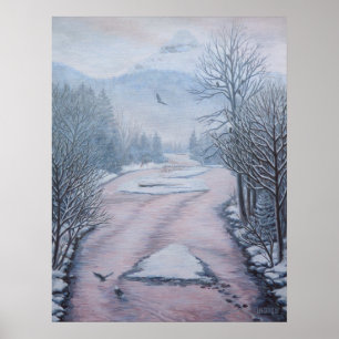 Winter Landscape Painting 9 Eagles Cheakamus River Poster