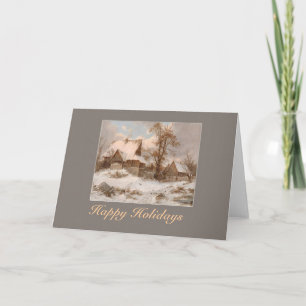 winter landscape painting holidays greeting card