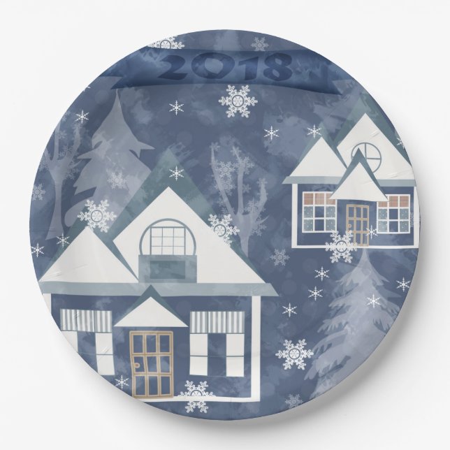 Winter landscape paper plate (Front)