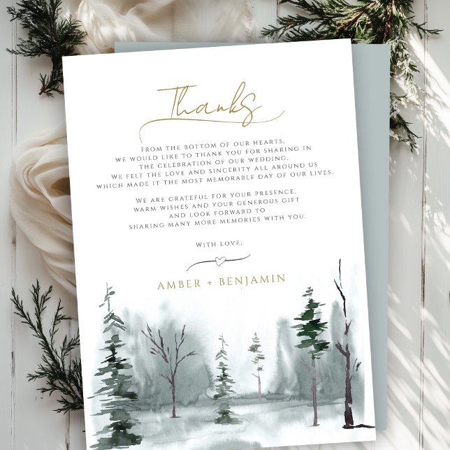 WINTER Landscape Pine Forest Woodland SlateWedding Thank You Card (Creator Uploaded)