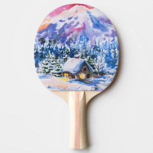 Winter landscape ping pong paddle