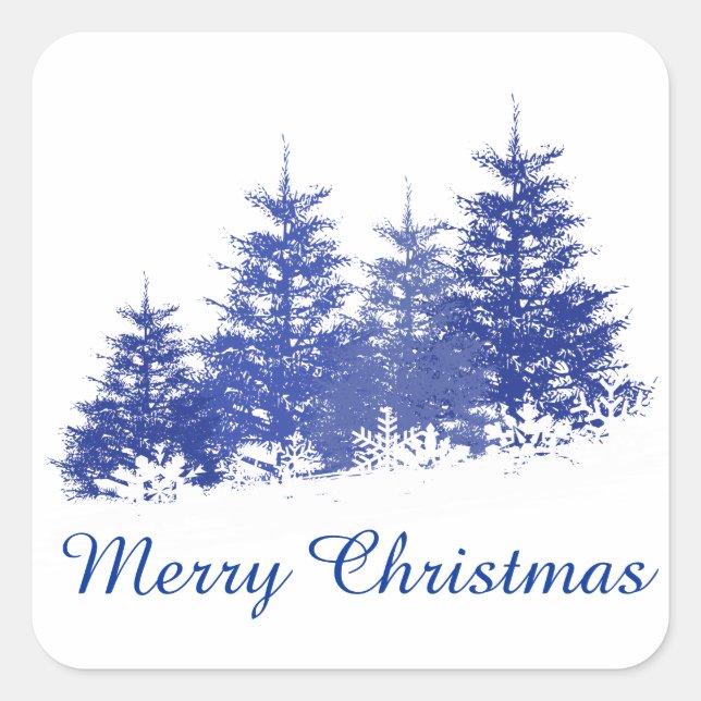 Winter landscape square sticker (Front)