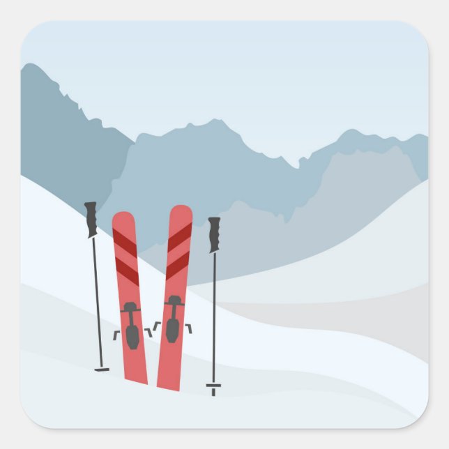 Winter landscape square sticker (Front)