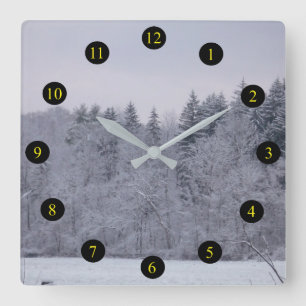 Winter Landscape Square Wall Clock