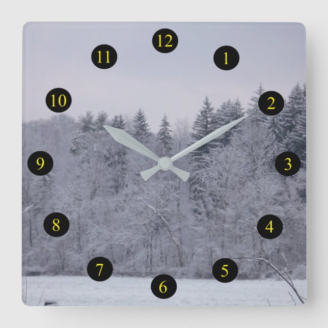 Winter Landscape Square Wall Clock (Front)