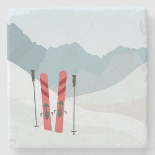 Winter landscape stone coaster