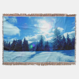 Winter landscape sun throw blanket