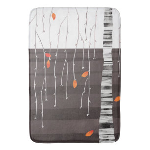 Winter Landscape Tree Painting Bath Mat