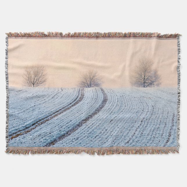 Winter Landscape Trees with Hoarfrost cosy Blanket (Front)