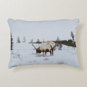 WINTER LANDSCAPE WITH A DEER DECORATIVE CUSHION
