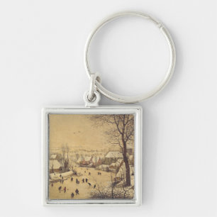 Winter landscape with bird trap by Pieter Brueghel Key Ring