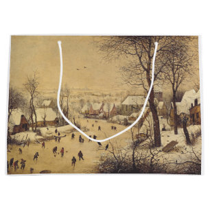 Winter landscape with bird trap by Pieter Brueghel Large Gift Bag