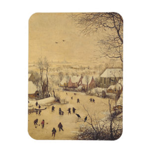 Winter landscape with bird trap by Pieter Brueghel Magnet