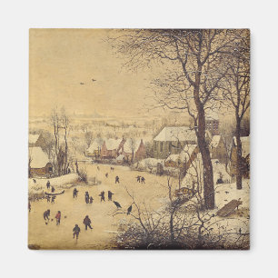 Winter landscape with bird trap by Pieter Brueghel Magnet