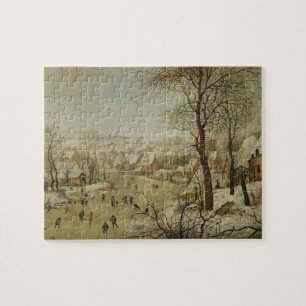 Winter Landscape with Bird Trap (oil on panel) Jigsaw Puzzle